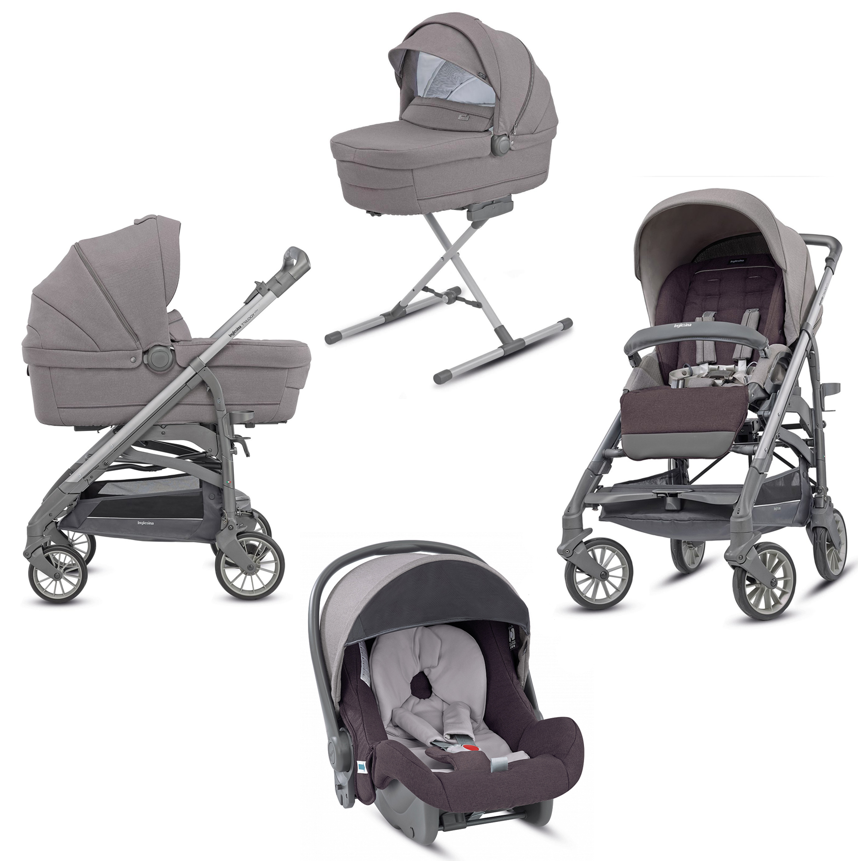 

Коляска Inglesina Trilogy System Quattro 4 в 1 на шасси Trilogy Slate, Sideral Grey